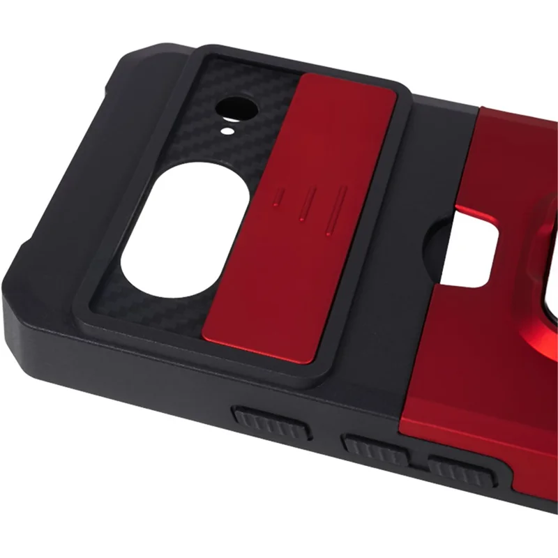 For Google Pixel 8 Card Holder Kickstand Phone Case Slide Lens Protection PC+TPU Phone Cover - Red