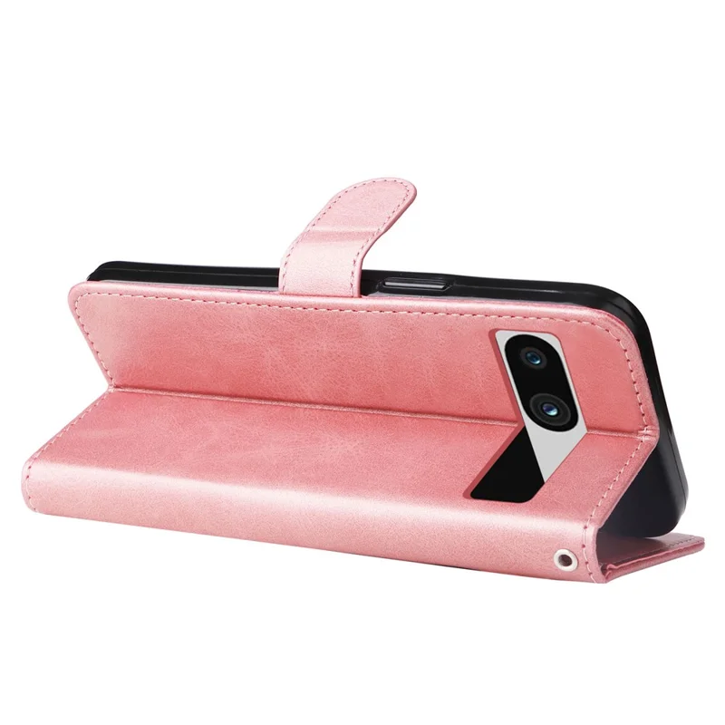 For Google Pixel 7a Calf Texture Leather Phone Case Zipper Pocket Wallet Flip Stand Cover - Pink