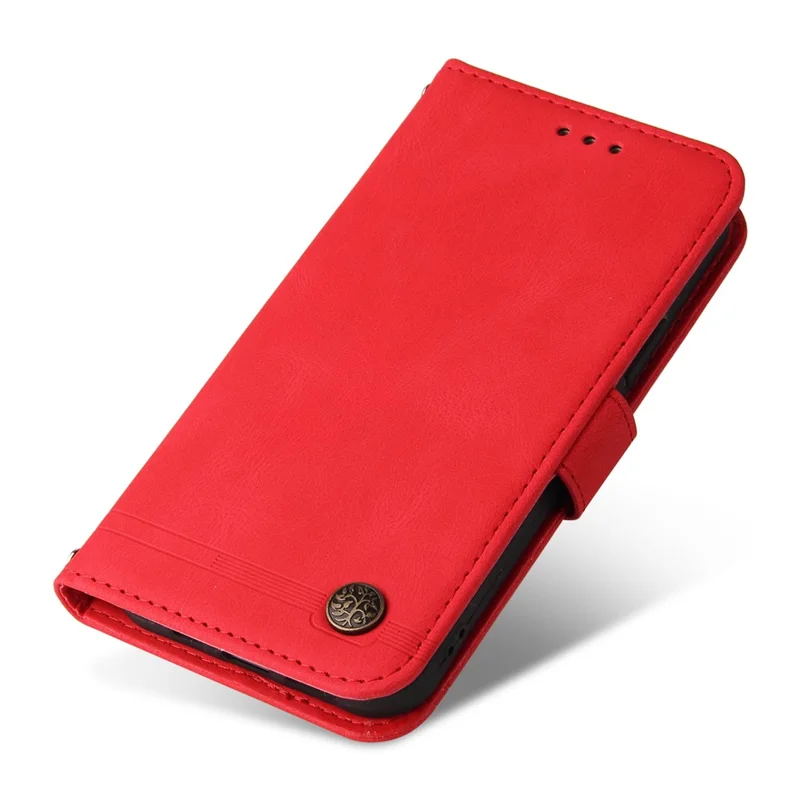 For Google Pixel 7a Leather Wallet Cases Skin Touch Phone Cover Stand with Strap - Red