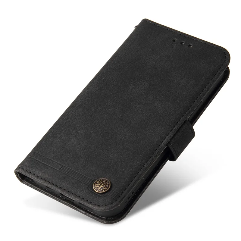 Funda tipo cartera de cuero para Google Pixel 7a, funda con tacto de piel, soporte con correa - Negro