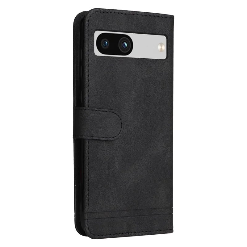 Funda tipo cartera de cuero para Google Pixel 7a, funda con tacto de piel, soporte con correa - Negro