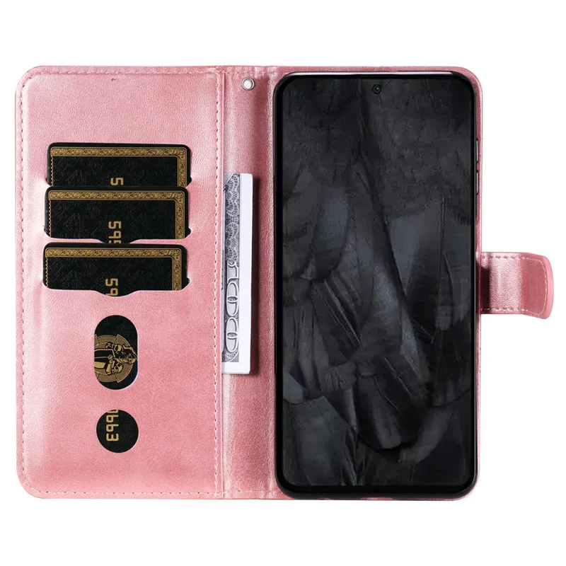 For Google Pixel 8 Pro Calf Texture Phone Case Zipper Pocket Leather Wallet Stand Cover - Pink