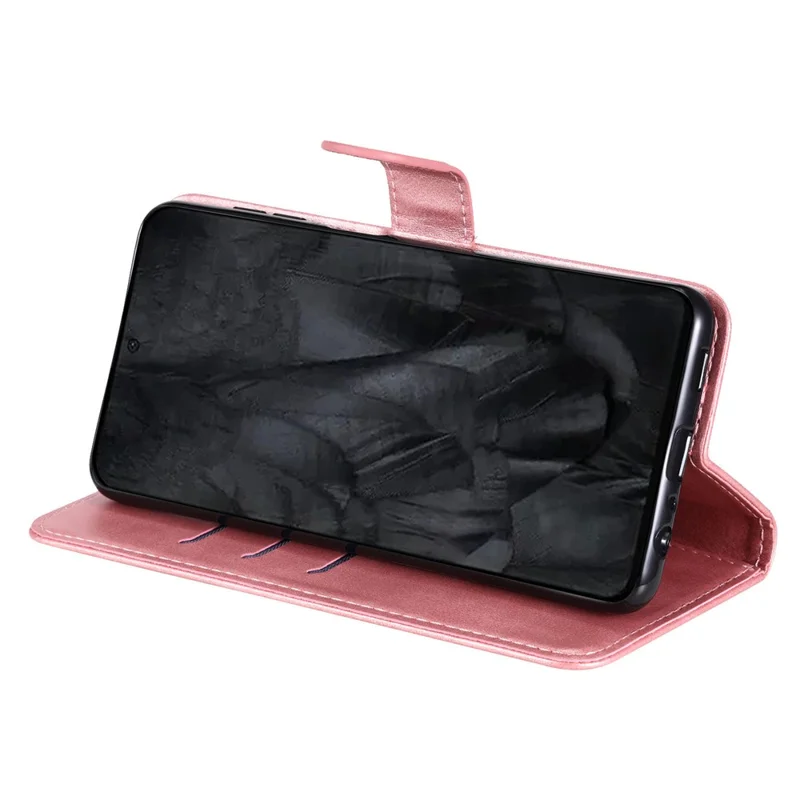 For Google Pixel 8 Pro Calf Texture Phone Case Zipper Pocket Leather Wallet Stand Cover - Pink