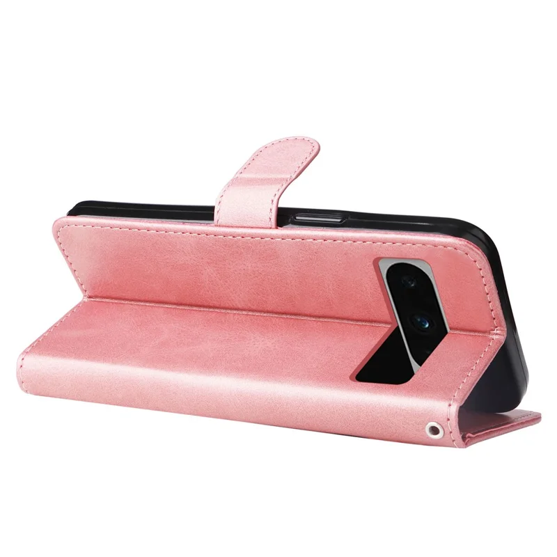 For Google Pixel 8 Pro Calf Texture Phone Case Zipper Pocket Leather Wallet Stand Cover - Pink