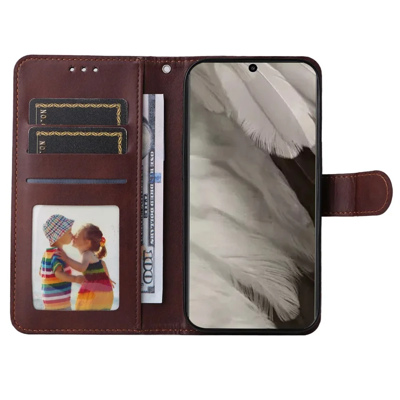 Чехол-бумажник для телефона Google Pixel 8, стоящий чехол, кожа теленка, коричневый