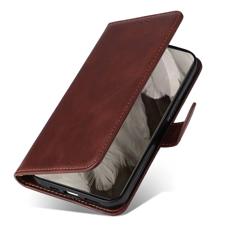 Чехол-бумажник для телефона Google Pixel 8, стоящий чехол, кожа теленка, коричневый