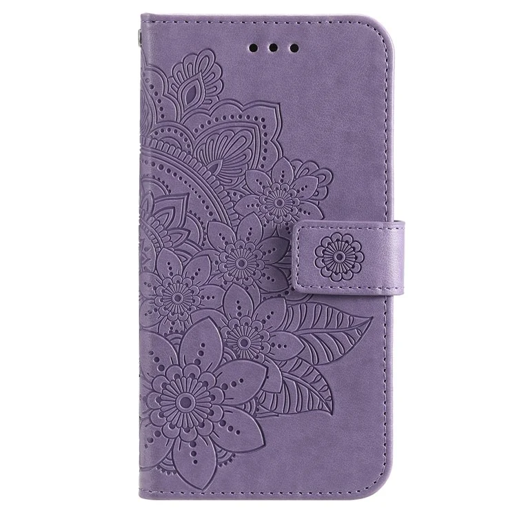 Per Google Pixel 8 TPU+PU Leather Phone Cover Case Flower Imprinting Wallet Stand Shell - Porpora