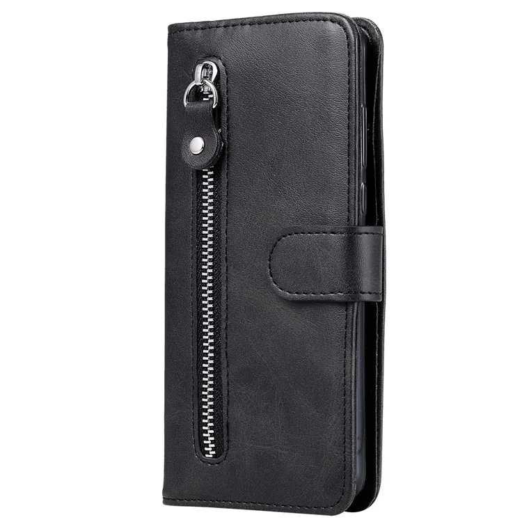 Per Google Pixel 7 Pro 5G Zipper Pocket Wallet Leather Stand Cover Calf Texture Phone Case - Nero