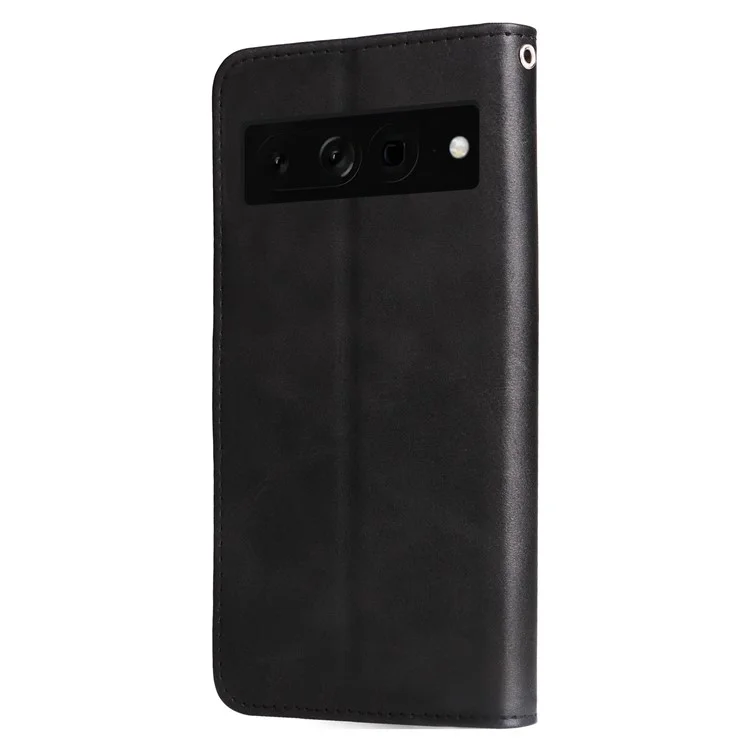 Per Google Pixel 7 Pro 5G Zipper Pocket Wallet Leather Stand Cover Calf Texture Phone Case - Nero