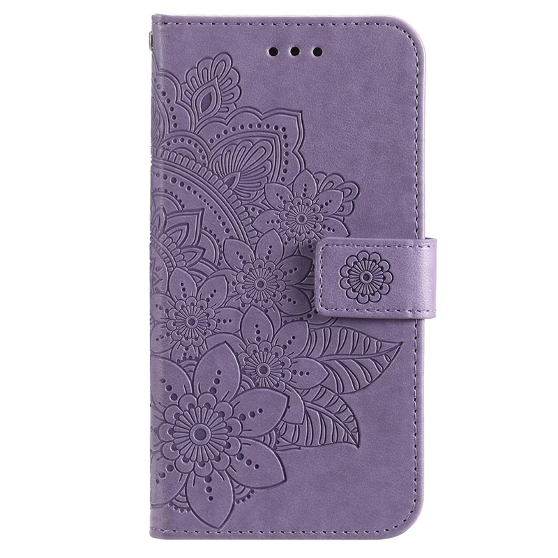 For Google Pixel 7 5G Case Floral Pattern PU Leather Wallet Stand Phone Cover - Purple