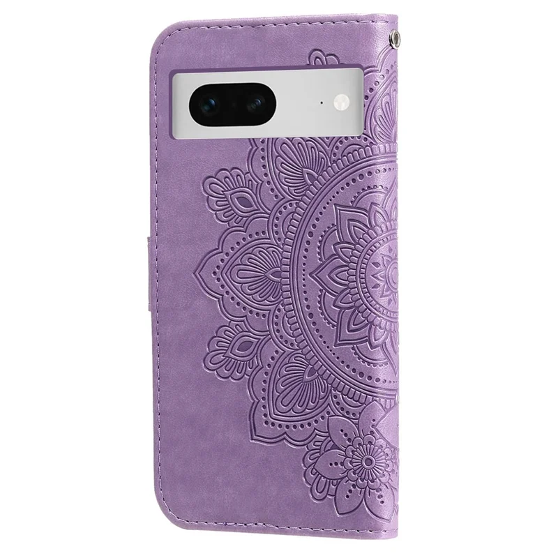 For Google Pixel 7 5G Case Floral Pattern PU Leather Wallet Stand Phone Cover - Purple