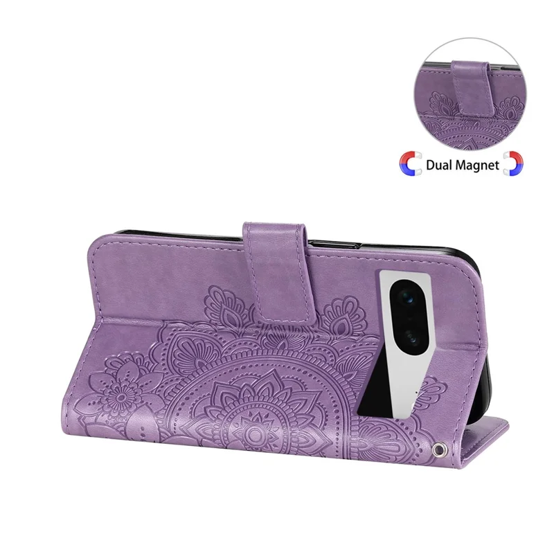 For Google Pixel 7 5G Case Floral Pattern PU Leather Wallet Stand Phone Cover - Purple