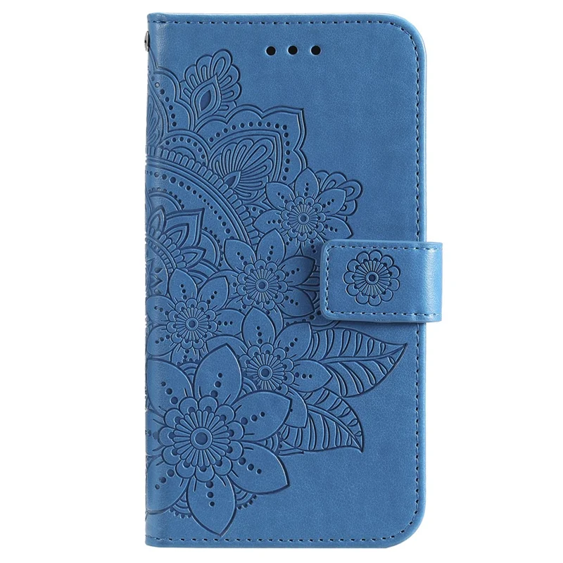 For Google Pixel 7 5G Case Floral Pattern PU Leather Wallet Stand Phone Cover - Blue