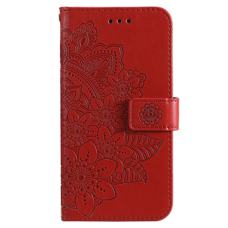 For Google Pixel 7 5G Case Floral Pattern PU Leather Wallet Stand Phone Cover - Red