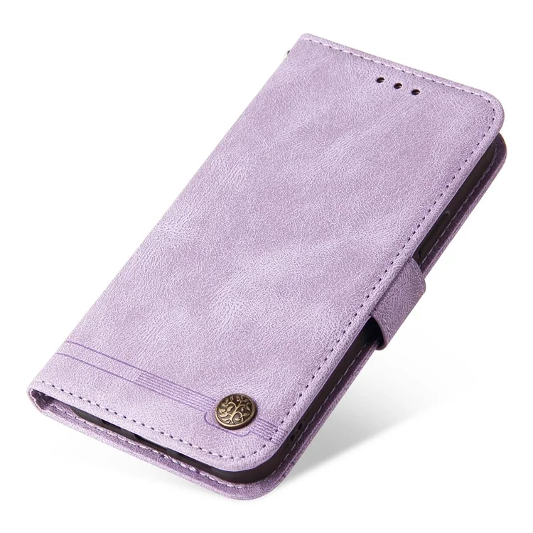 Para Google Pixel 7 5G Anti-Scratch Phone Stand Case Wallet Imprinted Lines Stand Skin-touch Leather Cover - Morado