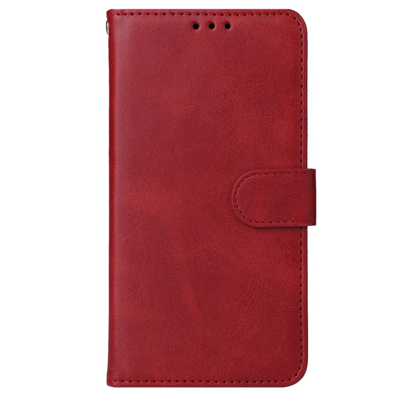 For Google Pixel 7 5G Calf Texture Phone Cover Wallet Stand Shockproof Case with Strap - Red