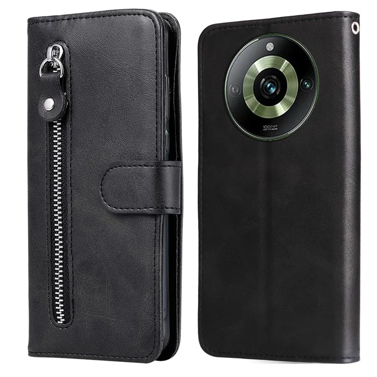 Pour Realme 11 Pro+ / 11 Pro 5G Étui Portefeuille en Cuir avec Support - Noir