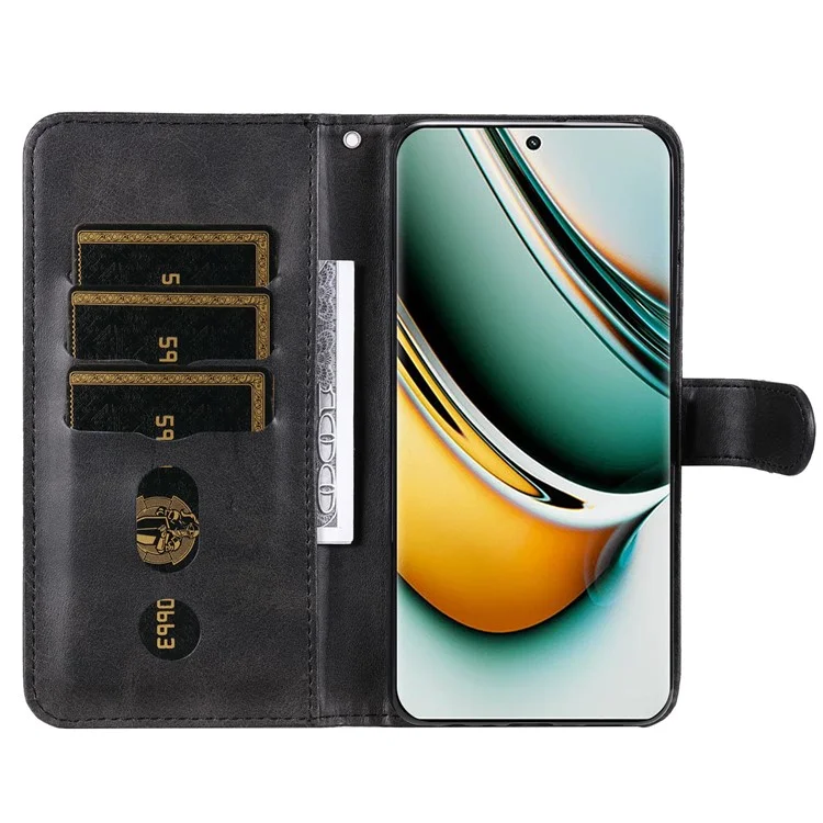Pour Realme 11 Pro+ / 11 Pro 5G Étui Portefeuille en Cuir avec Support - Noir