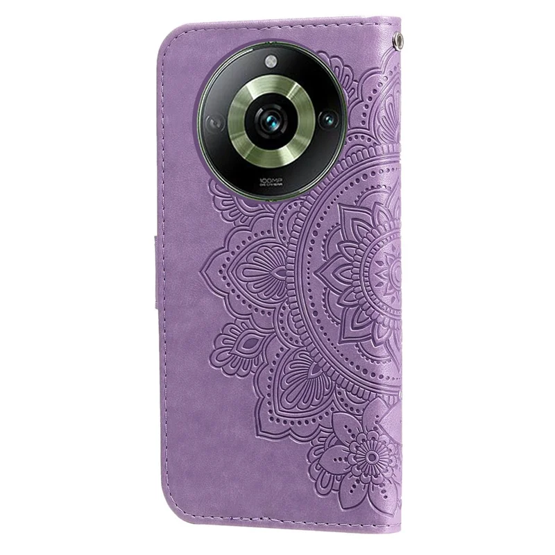 Per Realme 11 Pro 5G / 11 Pro+ 5G Custodia per telefono cellulare Stand Wallet Imprinted Flower PU Leather Cover Phone Case - Viola
