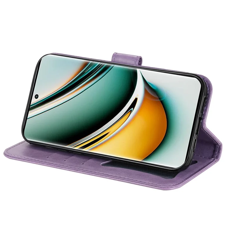 Per Realme 11 Pro 5G / 11 Pro+ 5G Custodia per telefono cellulare Stand Wallet Imprinted Flower PU Leather Cover Phone Case - Viola