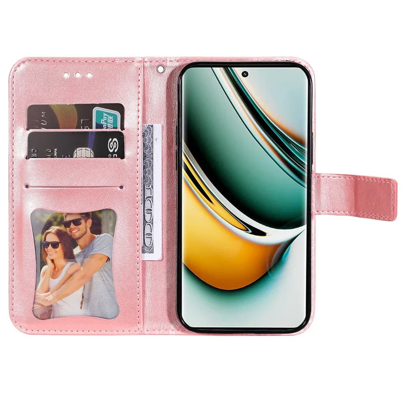 For Realme 11 Pro 5G / 11 Pro+ 5G Case Floral Pattern PU Leather Wallet Stand Phone Cover - Pink