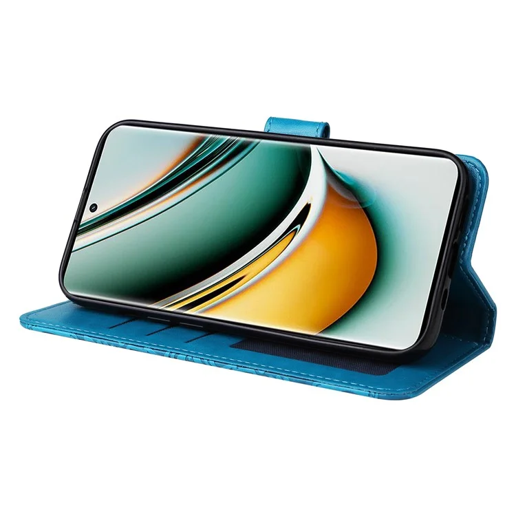 For Realme 11 Pro 5G / 11 Pro+ 5G Leather Wallet Protective Cover Sunflower Imprinted Flip Stand Case - Blue