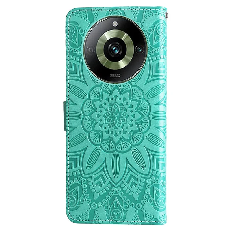 Pour Realme 11 Pro 5G / 11 Pro+ 5G Étui portefeuille en cuir de protection Sunflower Imprinted Flip Stand - Vert