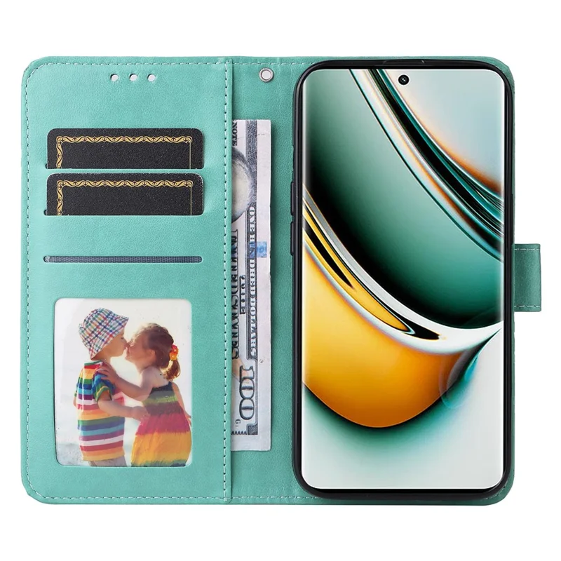 Pour Realme 11 Pro 5G / 11 Pro+ 5G Étui portefeuille en cuir de protection Sunflower Imprinted Flip Stand - Vert