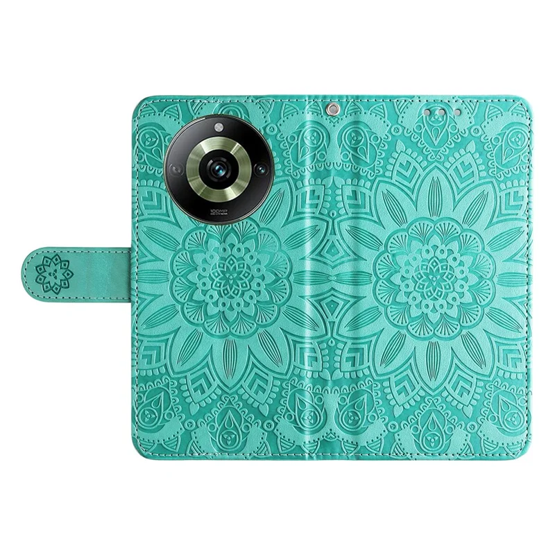 Pour Realme 11 Pro 5G / 11 Pro+ 5G Étui portefeuille en cuir de protection Sunflower Imprinted Flip Stand - Vert