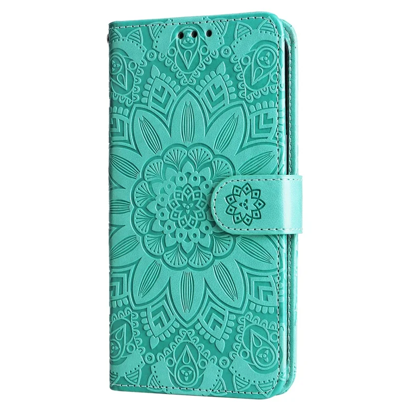 Pour Realme 11 Pro 5G / 11 Pro+ 5G Étui portefeuille en cuir de protection Sunflower Imprinted Flip Stand - Vert