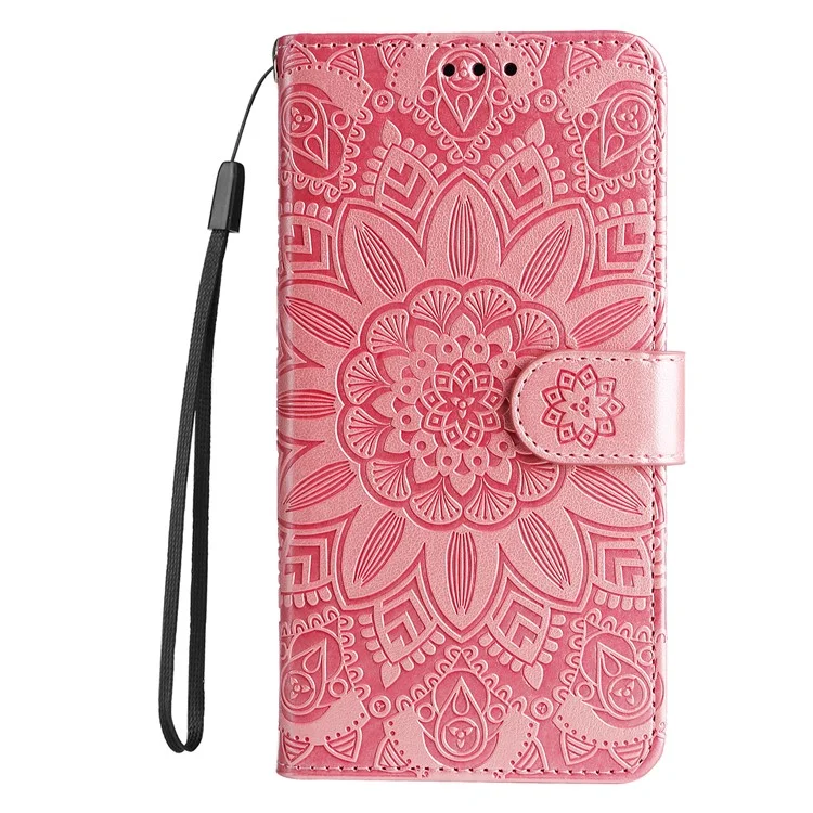Für Oppo Reno10 Pro+ 5G Buchstil-Schutzabdeckung Sonnenblume geprägte Steh-Ledertasche - Pink
