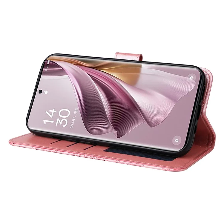 Für Oppo Reno10 Pro+ 5G Buchstil-Schutzabdeckung Sonnenblume geprägte Steh-Ledertasche - Pink