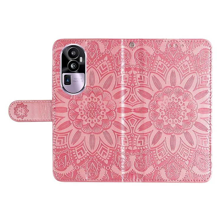 Für Oppo Reno10 Pro+ 5G Buchstil-Schutzabdeckung Sonnenblume geprägte Steh-Ledertasche - Pink