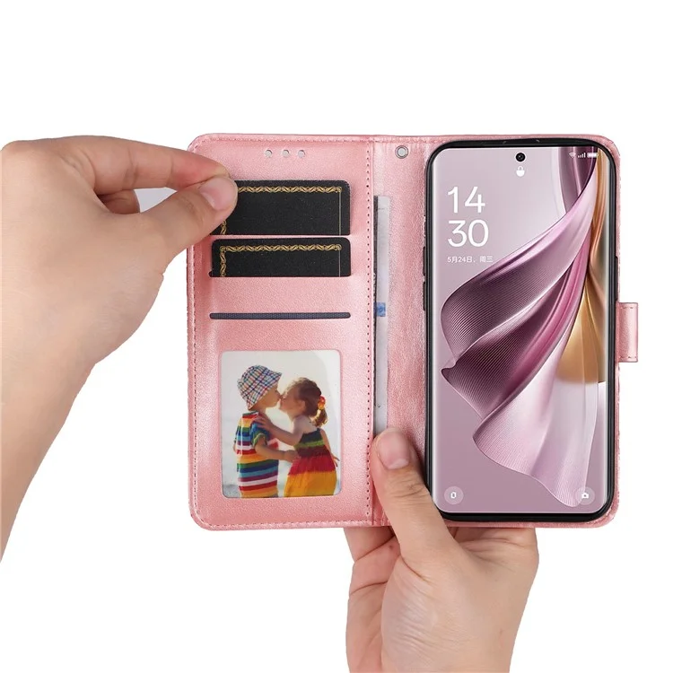 Für Oppo Reno10 Pro+ 5G Buchstil-Schutzabdeckung Sonnenblume geprägte Steh-Ledertasche - Pink