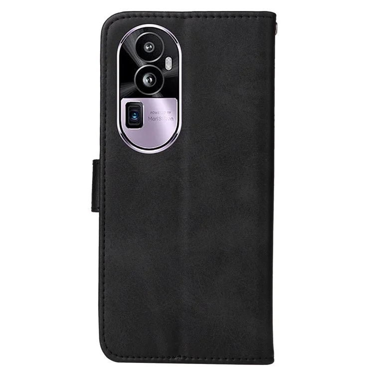 Für Oppo Reno10 Pro+ 5G Flip Cover Wallet Stand Calf Texture PU Leder Handyhülle mit Gurt - Schwarz