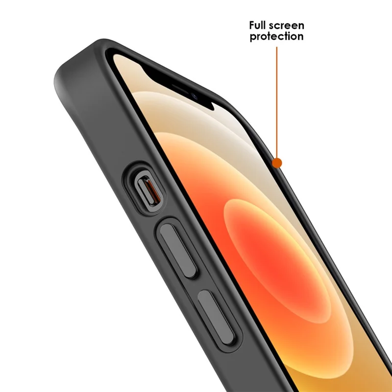 For iPhone 12 / 12 Pro Compatible with MagSafe Translucent Matte PC+TPU Case Skin-touch Phone Cover - Black