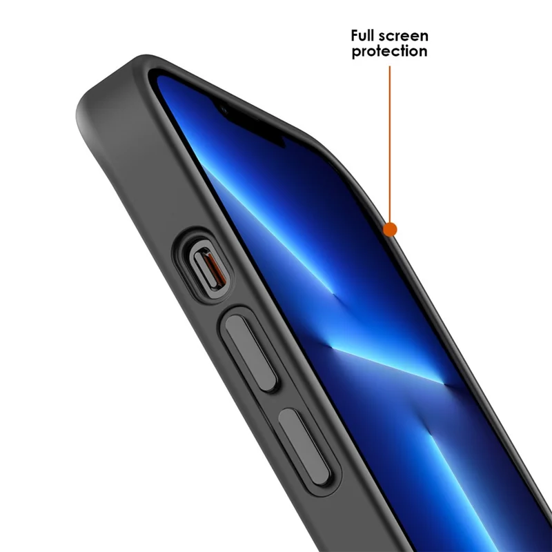 Skin-touch Phone Cover for iPhone 13 Pro Max , Compatible with MagSafe Translucent Matte PC+TPU Case - Black