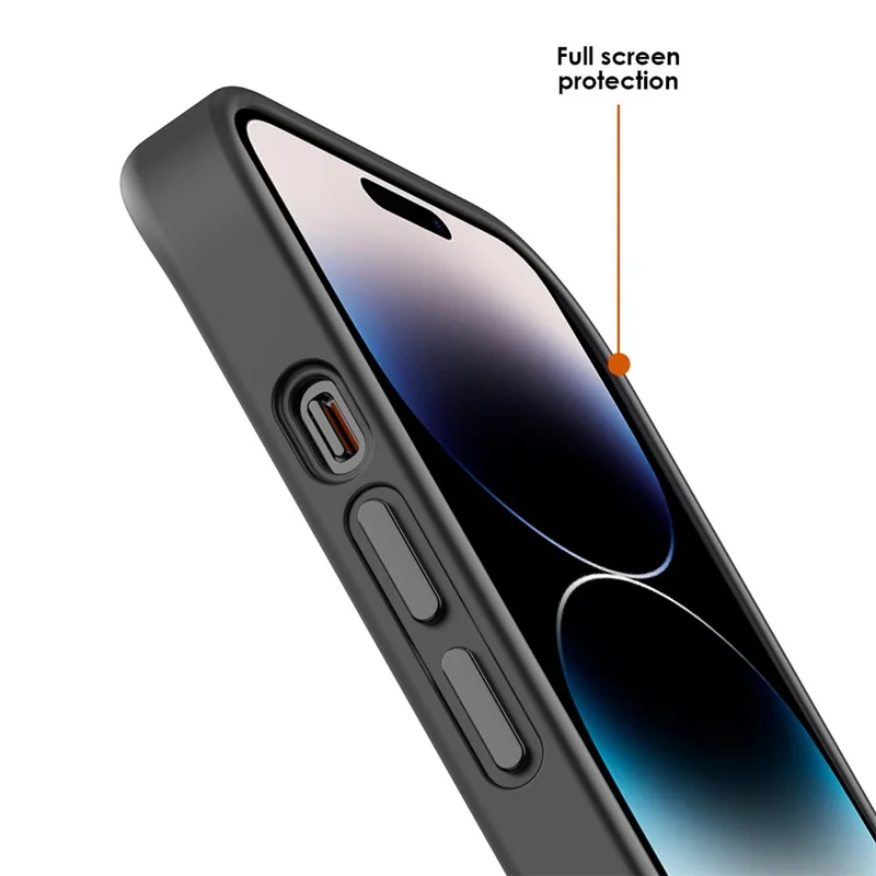 For iPhone 14 Pro Max Anti-drop Case Compatible with MagSafe Translucent Matte PC+TPU Skin-touch Phone Cover - Black