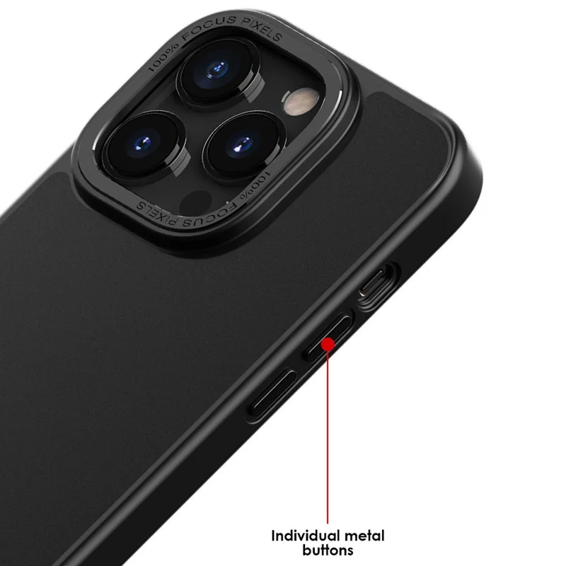 For iPhone 12 / 12 Pro Skin-touch Translucent Matte PC+TPU Case Metal Camera Frame Phone Cover - Black