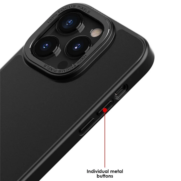 Pour iPhone 12 Pro Max Cadre de caméra en métal Étui de protection PC+TPU mat translucide Housse de téléphone au toucher de peau - Bleu bébé