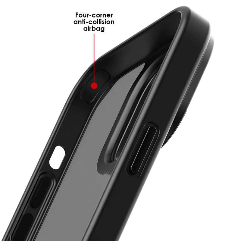 Para iPhone 13 Pro Max Moldura da câmera anti-arranhões em metal Capa de PC+TPU transparente fosca com toque de pele - Preto