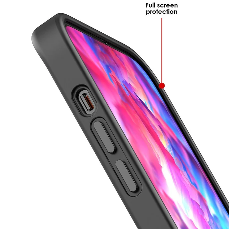 PC+TPU Case per iPhone 14 Pro Max Cornice Fotocamera in Metallo Pelle Traslucida Opaca Skin-touch Cover per Telefono - Nero