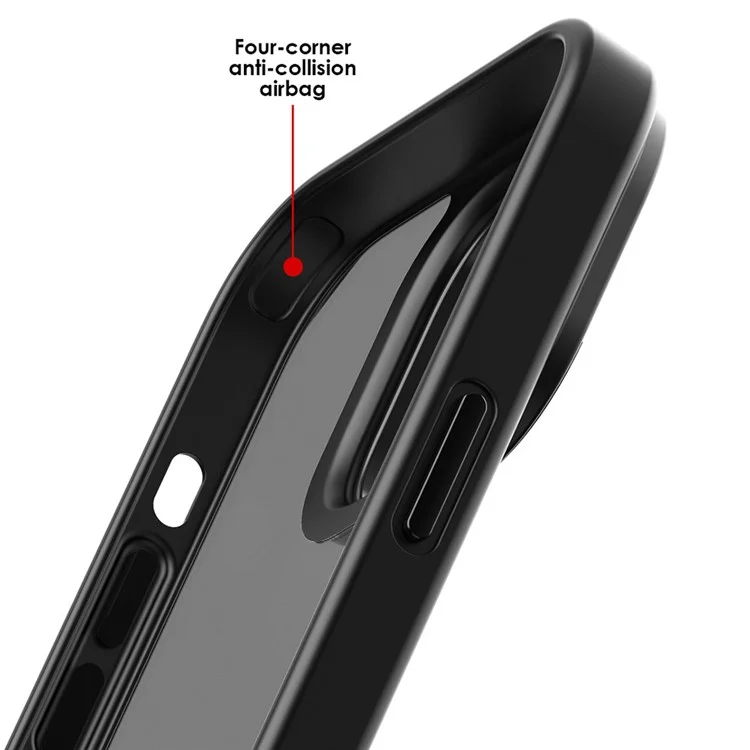 PC+TPU Case per iPhone 14 Pro Max Cornice Fotocamera in Metallo Pelle Traslucida Opaca Skin-touch Cover per Telefono - Nero