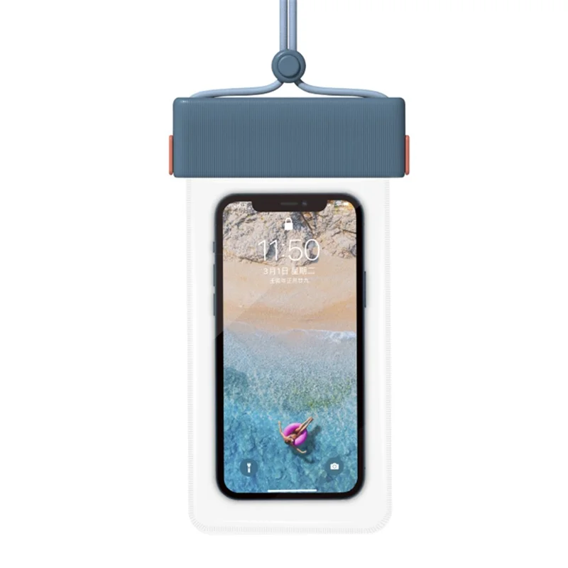 IPX8 Waterproof Case for Phones within 7.0'' Stripes Texture Clear TPU Touchscreen Cellphone Dry Bag Beach Essentials - Dark Green