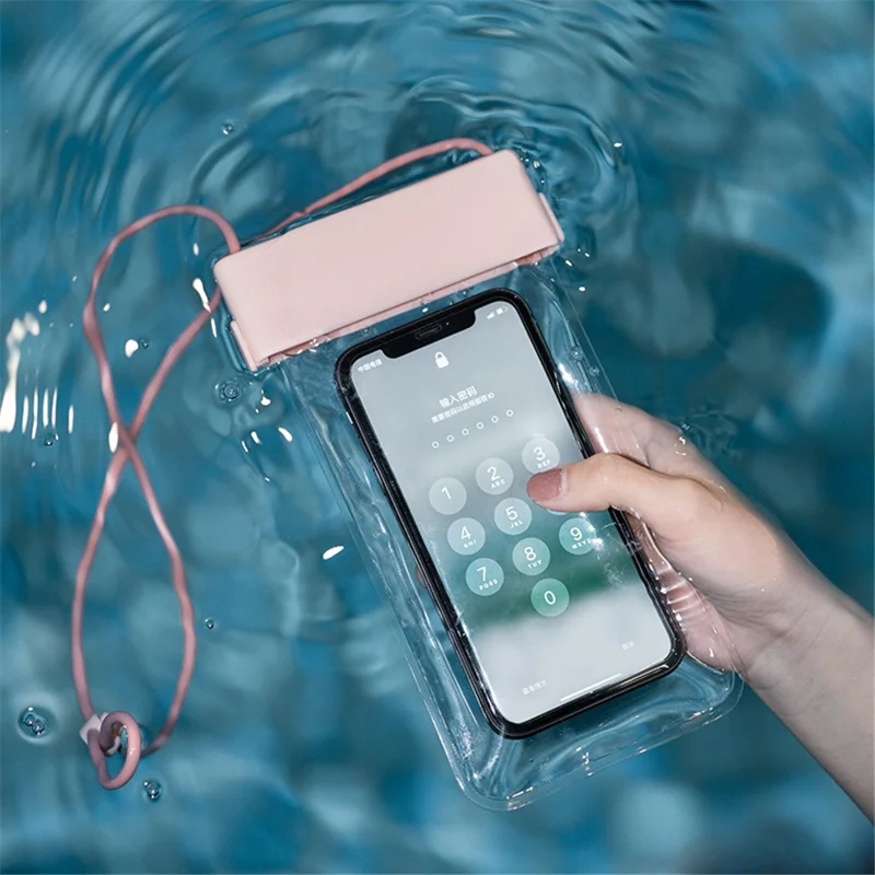 IPX8 Waterproof Case for Phones within 7.0'' Stripes Texture Clear TPU Touchscreen Cellphone Dry Bag Beach Essentials - Dark Green