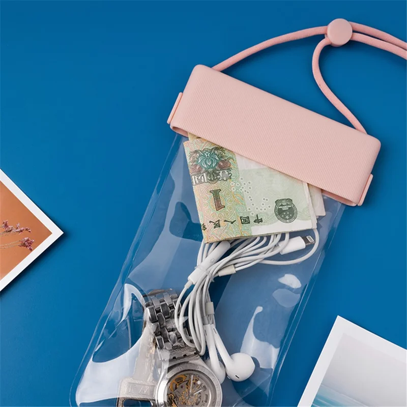 IPX8 Waterproof Case for Phones within 7.0'' Stripes Texture Clear TPU Touchscreen Cellphone Dry Bag Beach Essentials - Dark Green