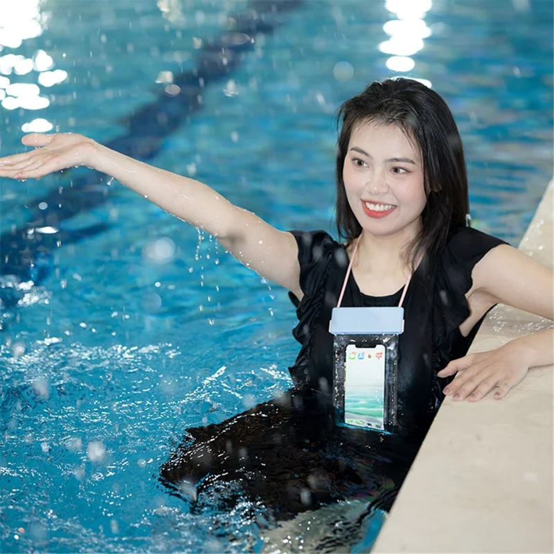 IPX8 Waterproof Case for Phones within 7.0'' Stripes Texture Clear TPU Touchscreen Cellphone Dry Bag Beach Essentials - Dark Green