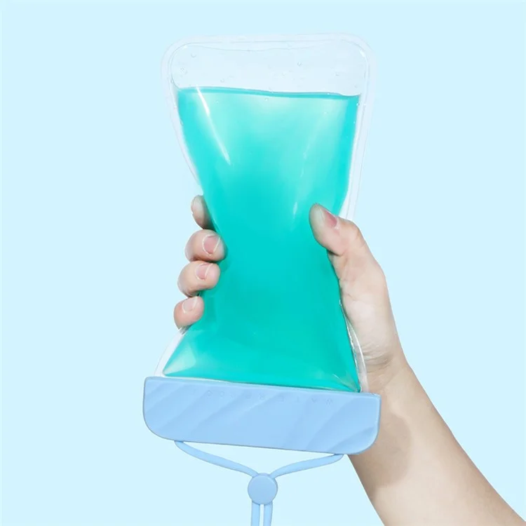 IPX8 Waterproof Pouch for Under 7.2-inches Cell Phone Floating Wave Texture Clear TPU Phone Case Dry Bag with Lanyard - Blue