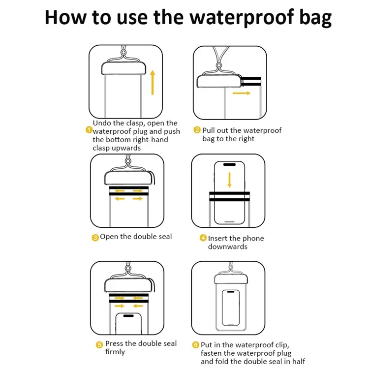 IPX8 Waterproof Pouch for Under 7.2-inches Cell Phone Floating Wave Texture Clear TPU Phone Case Dry Bag with Lanyard - Blue