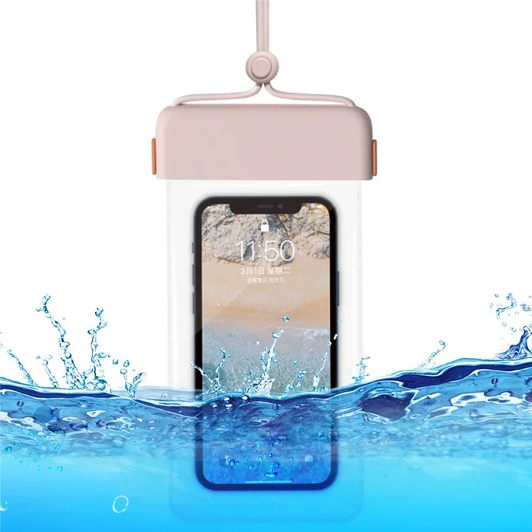 IPX8 Waterproof Phone Case Clear TPU Cellphone Holder Pouch Screen Touchable for Smartphones within 7'' - Pink